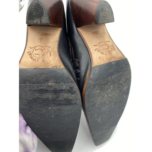 Black Embroidered Pointed-Toe Mule Heels - Picture 6 of 8